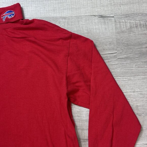 Vintage Logo 7 Buffalo Bills Turtleneck Mens XL Red Made In USA Embroidered Logo - Picture 4 of 10